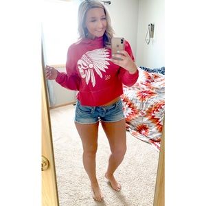 The Drive Apache Cropped Hoodie in Red-Medium